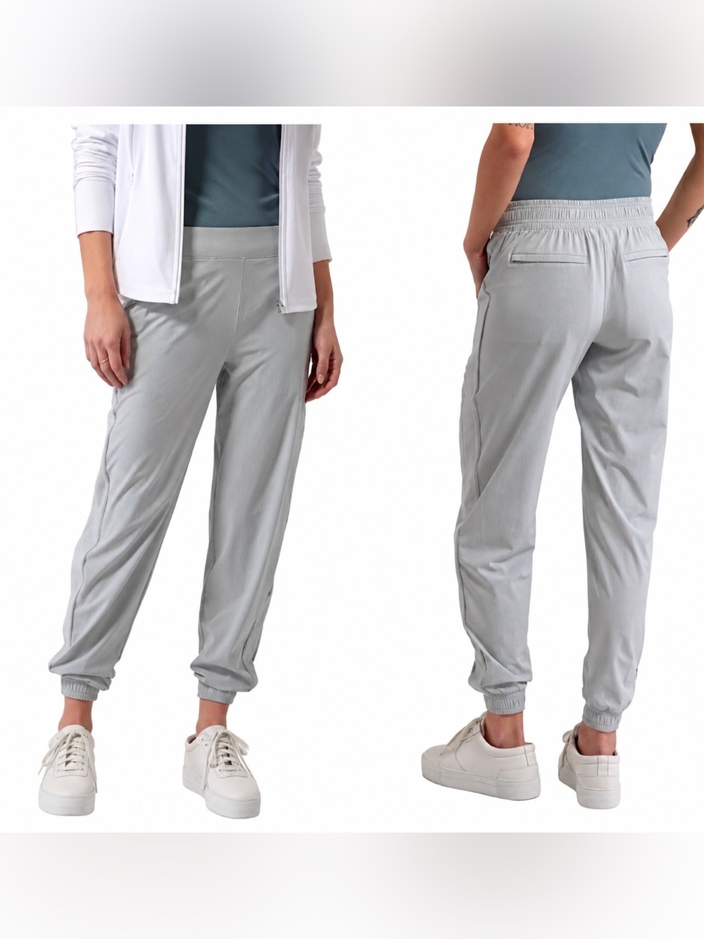 Athleta Brooklyn Textured Jogger City Stripe Coast Grey Size 8 Like New